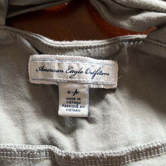 American Eagle 🦅 Gray Knit Dress Size S Empire Waist Tie Sash Strappy Back - Picture 7 of 8